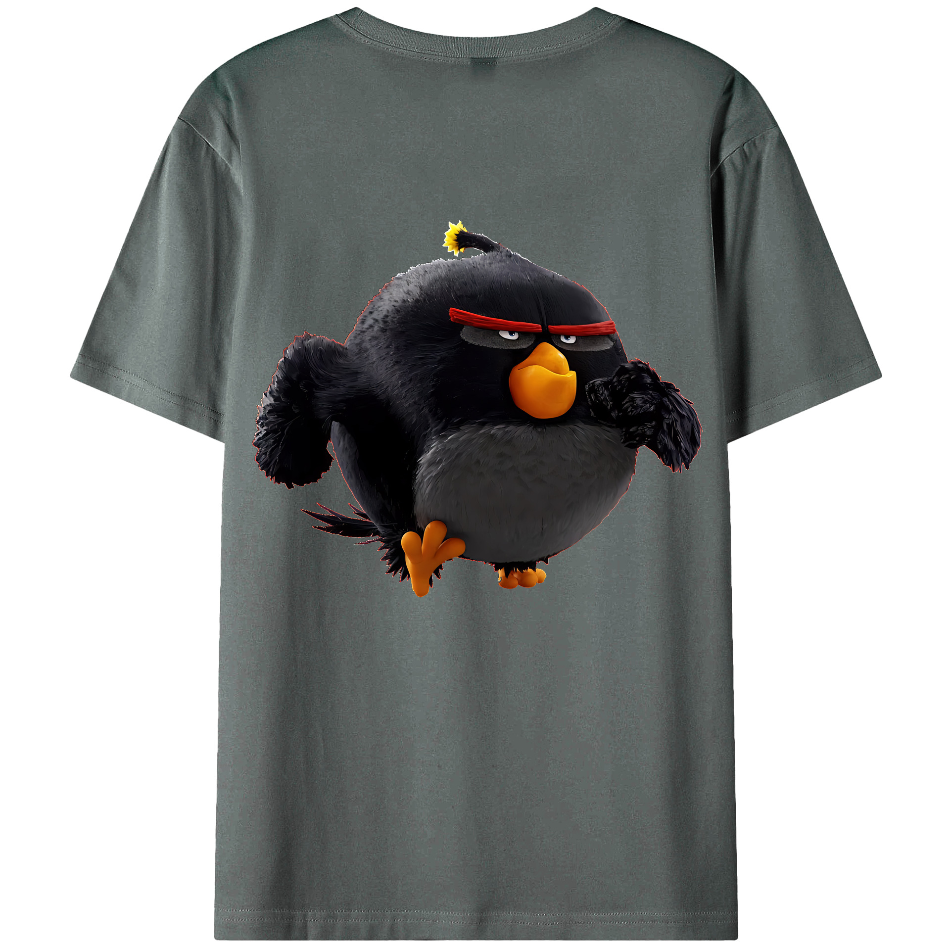 （画像用） Angry Birds アングリーバード 綿100％ メンズ半袖Tシャツ（バックプリント） 通気性
